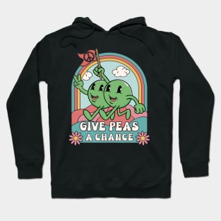 Give Peas A Chance Funny Retro Cartoon Style Pun Hoodie